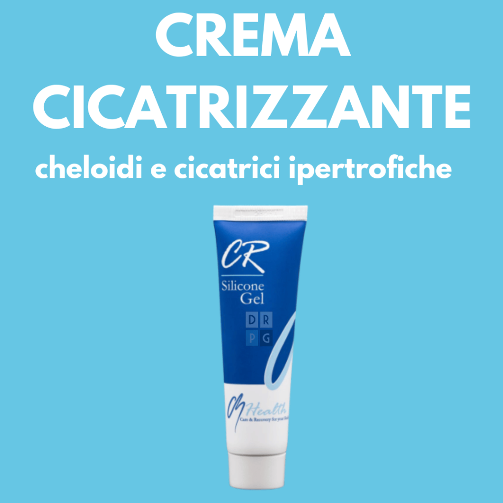 Crema cicatrizzante al silicone per cheloidi e cicatrici ipertrofiche utilizzata nei protocolli post-operatori del Dr. Gigliofiorito.