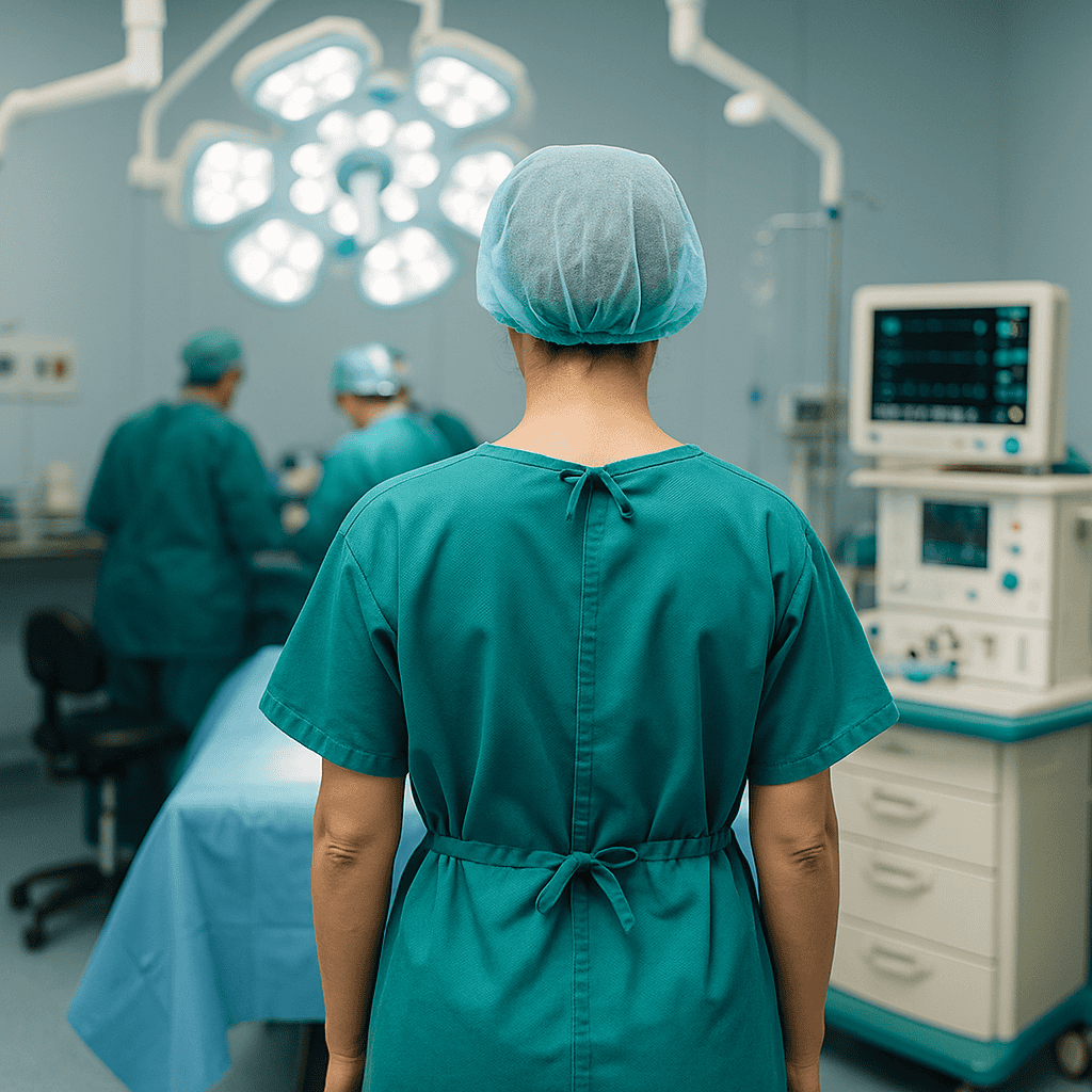 paziente che entra in sala operatoria per intervento di protesi peniena