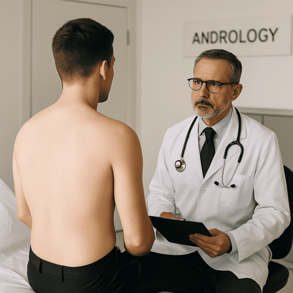 medico che esegue visita andrologica per filler penieno