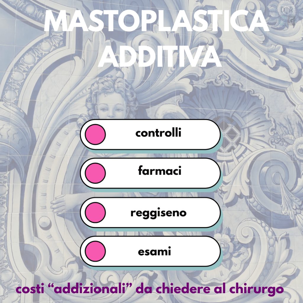 Costi aggiuntivi dopo una mastoplastica additiva come controlli farmaci reggiseno ed esami
