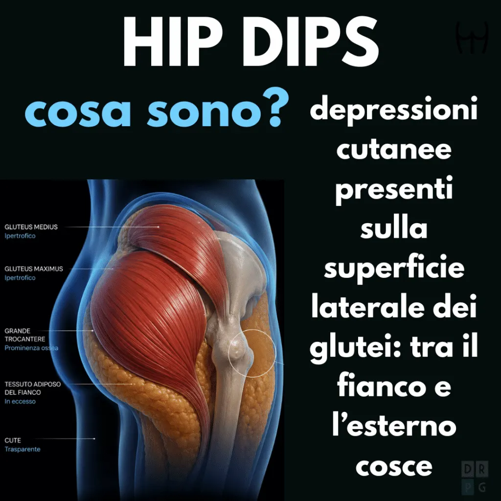Anatomia degli hip dips, depressioni laterali tra fianco e parte esterna della coscia
